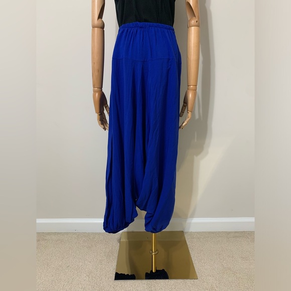 Royal Blue Triangles Hobo Embroidered Low Harem Baggy Pants - Picture 14 of 17